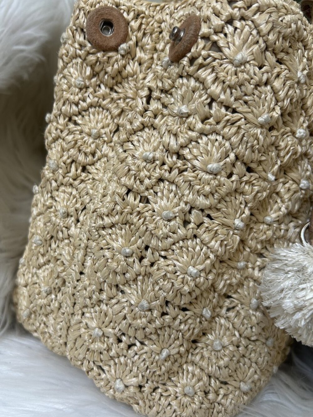 Prada Pom Pom Raffia Convertible Tote with Original Strap - Picture 2 of 16